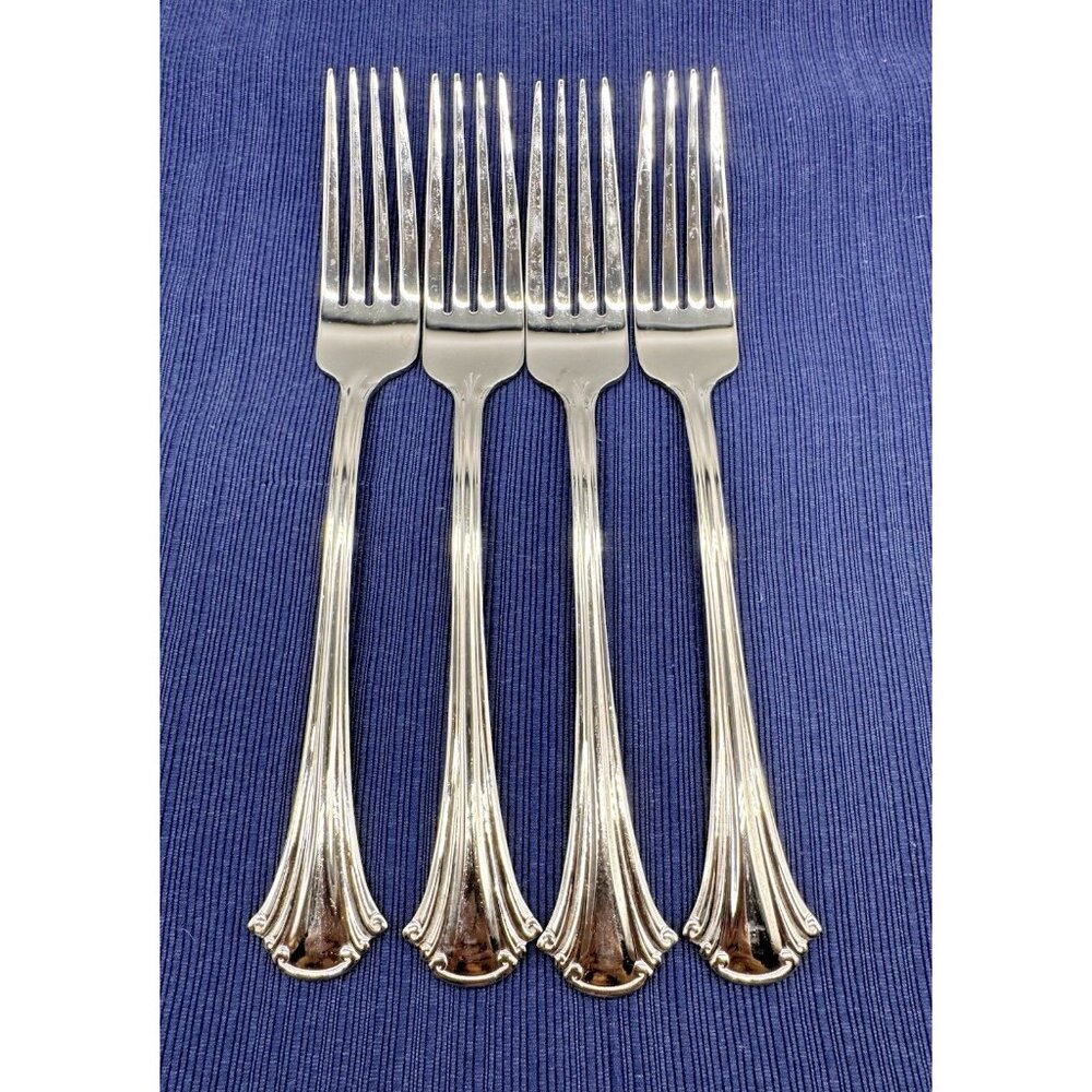 Reed and Barton Cortland Fork Glossy Stainless Flatware 8 inch Lot of‎ 4